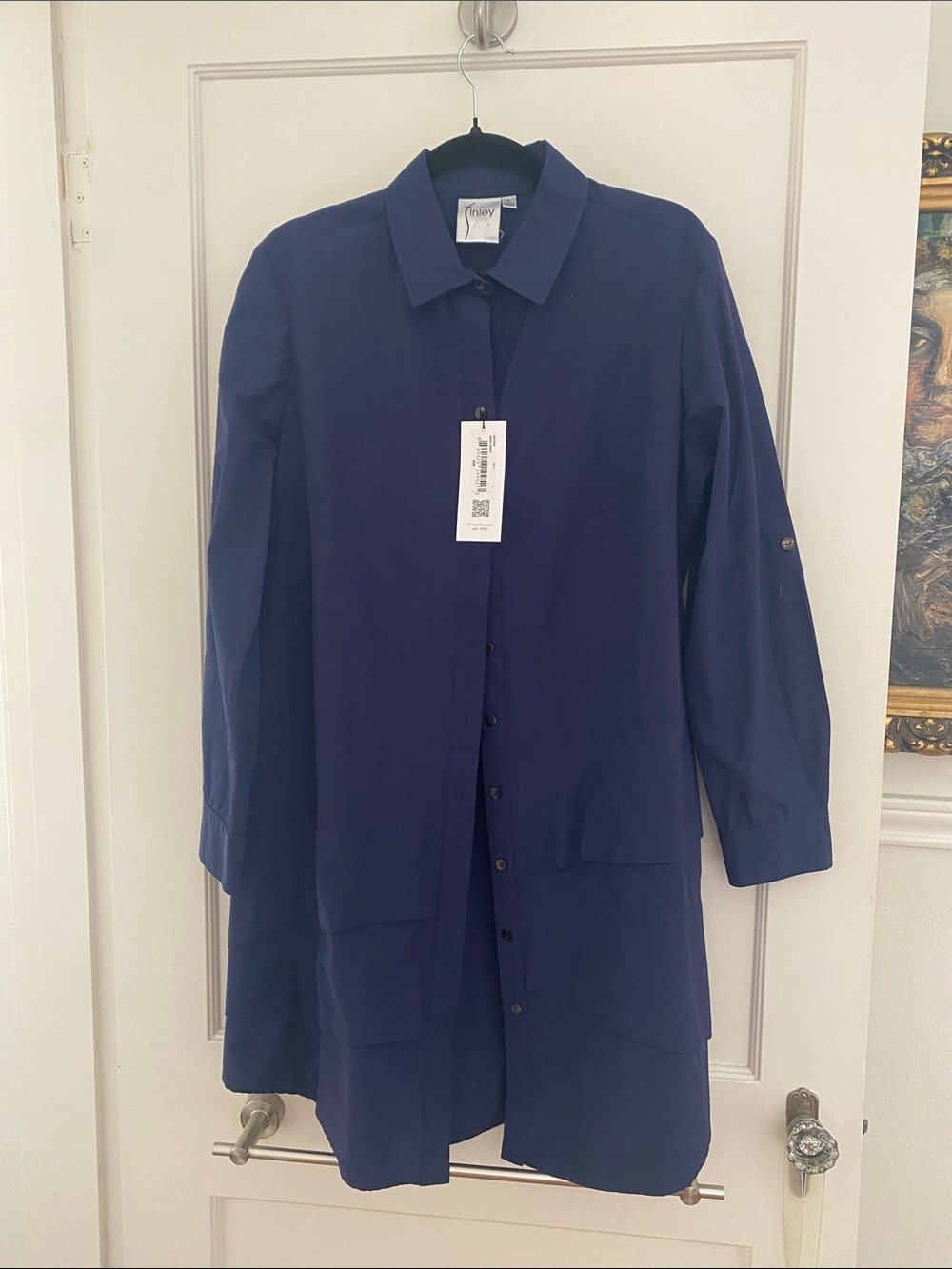 Finley Navy Longline Button-Up Shirt Dress